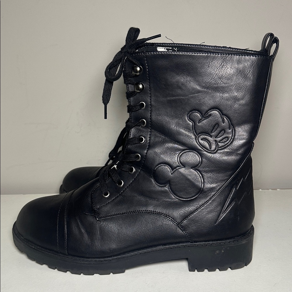 Disney embossed Black faux Leather Women's Boots size 12 wide - Picture 2 of 8